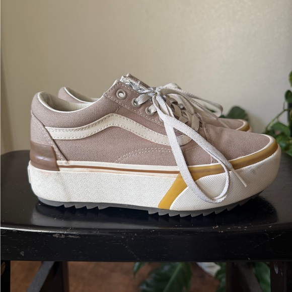 Vans Shoes - Vans Women's Platform Sneakers - Beige and White